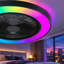 Ventilateur de plafond intelligent noir avec lumière DEL à changement de couleur RVB, intensité variable, application et télécommande