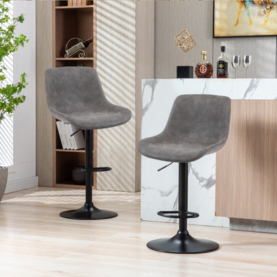 Swivel Upholstered Adjustable Height Counter Stool with Metal Frame