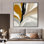 Très grand imprimé abstrait sur coup de pinceau abstrait - jaune, noir et neutre, décor moderne pour le salon ou la chambre à coucher, assemblage requis (assemblage requis)