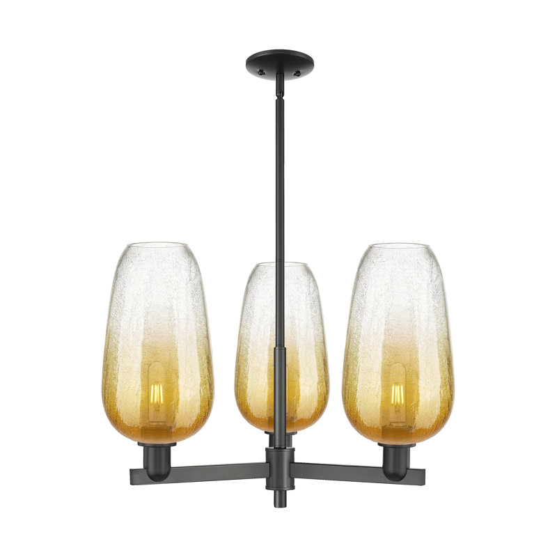 Lustre suspendu 3 lumières Godalming, Ambre, Noir mat