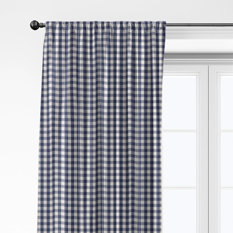 Ensemble de 2 rideaux en coton à carreaux simples avec passe-tringle, L 50 po x L 132 po