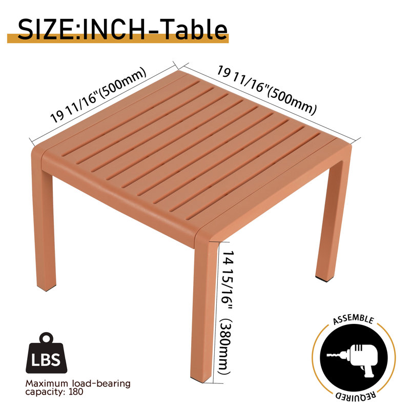 Ensemble de conversation 3 pièces en PP, 2 chaises avec table, meubles polyvalents pour l'intérieur et l'extérieur, Brun
