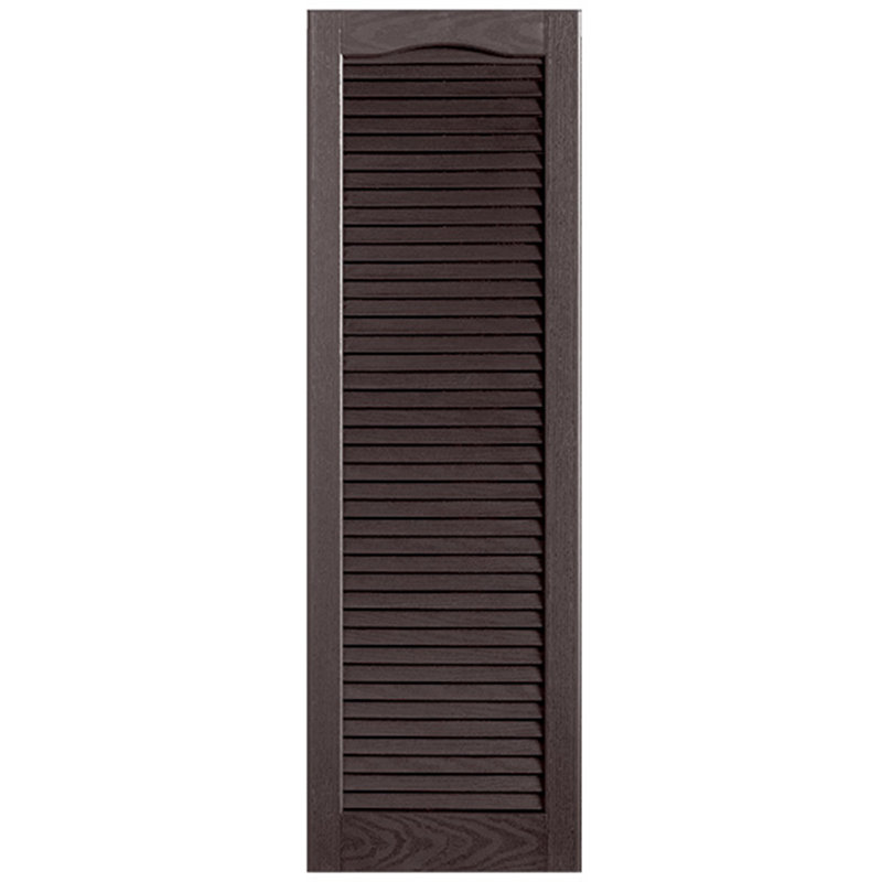 Paire de volets à persiennes cathédrale style pleine longueur ouverts, 64 po, 12 po, Chocolat