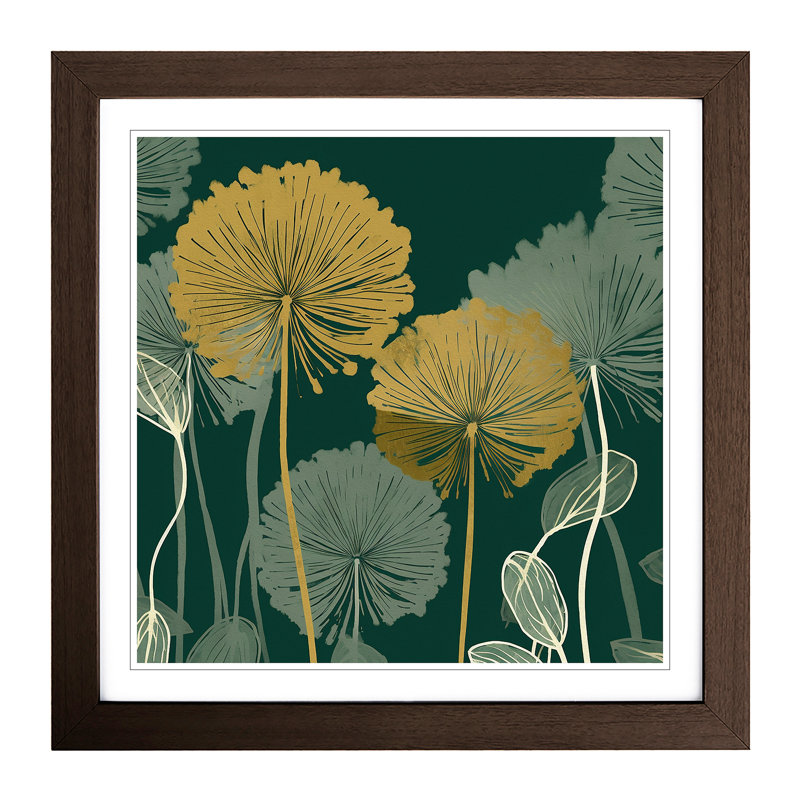 Dandelion Art Deco No.1 - Framed Print, Walnut