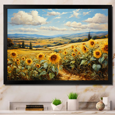 French Sunflower Fields Country Charm I - Floral Canvas Art Print