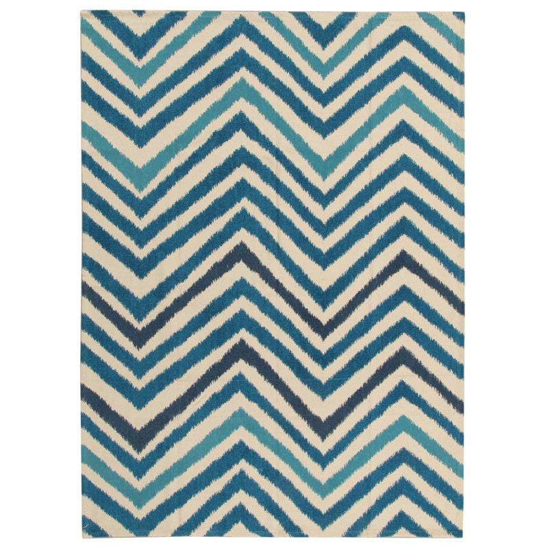 Troyes Chevron Cotton Hand Woven Dhurrie Set, Rectangle 170 x 239cm