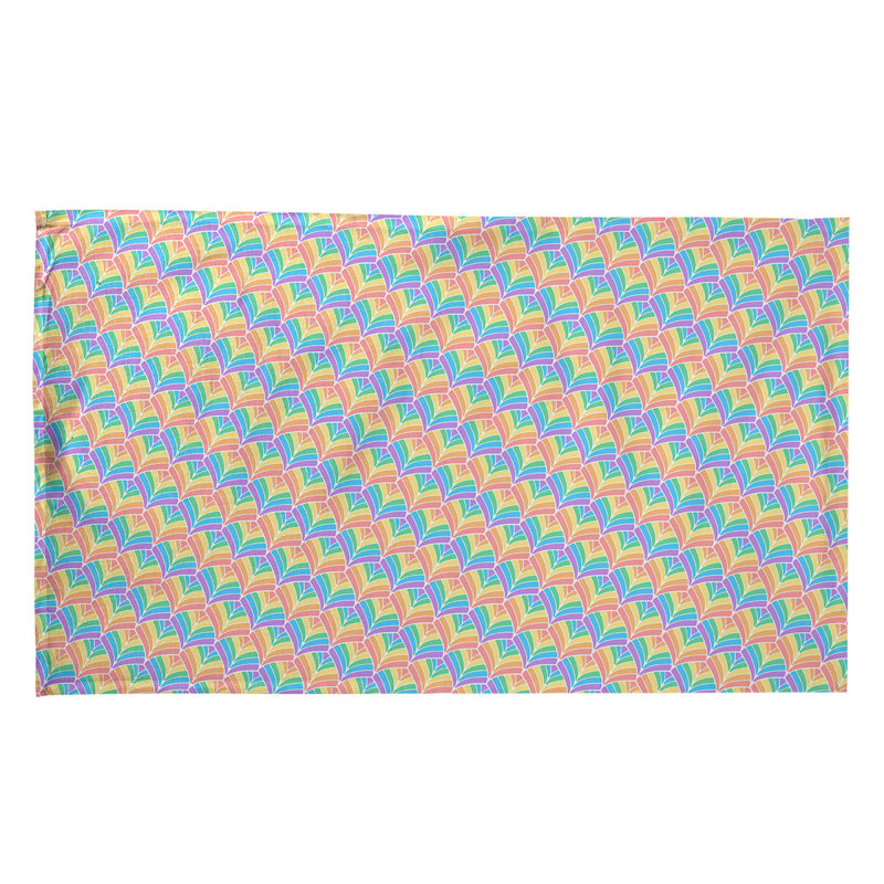 Serviette de thé à échelle arc-en-ciel, Polyester sergé, Jaune / Mauve