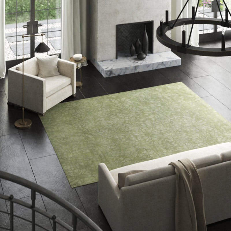 Secret Garden Floral Area Rug in Green/Gray, Rectangle 8' x 10'