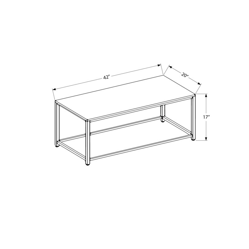 Table basse L 42 po à carreaux bruns avec forme rectangulaire et base en métal pour le salon - Appui transitionnel d'appoint stable