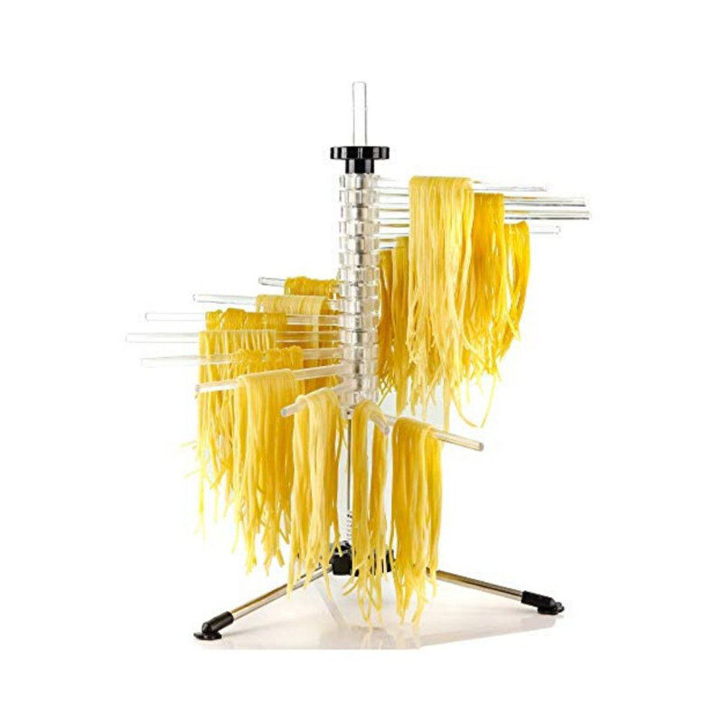 OVENTE Collapsible Pasta Drying Rack with BPA-Free Acrylic Rods, Homemade Fresh Spaghetti Noodle Dryer, Compact Pasta Stand Hanger with Rotatable Arms, Easy to Clean Kitchen Accessory, Clear ACPPA900C