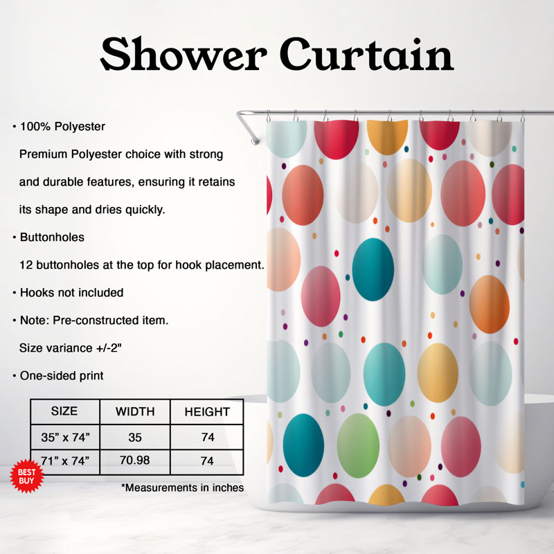 Motif de taches - Rideau de douche Premium, H 74 po x l 71 po