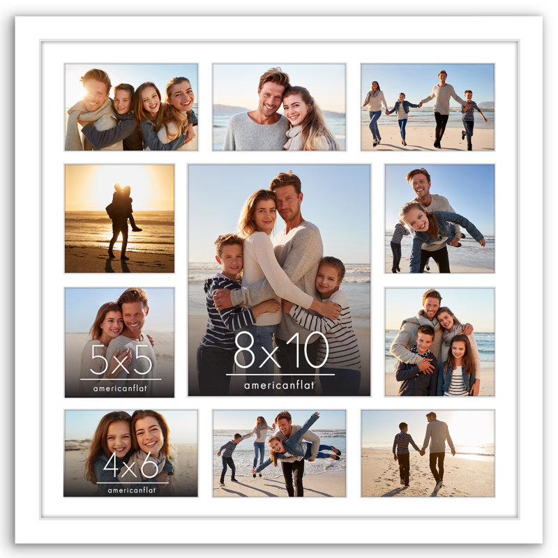 20x20 Collage Picture Frame - Fits One 8x10, Four 5x5, and Six 4x6 Photos or One 20x20 Photo, White
