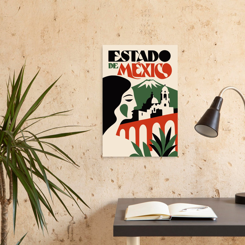 Estado de Macxico, impression de paysage architectural traditionnel abstrait, art mural, H 24 po x l 16 po