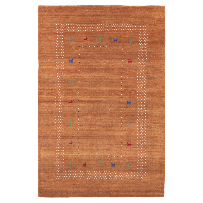 Tapis orange brûlé Kashkuli Gabbeh 5 pi 0 po x 7 pi 7 po