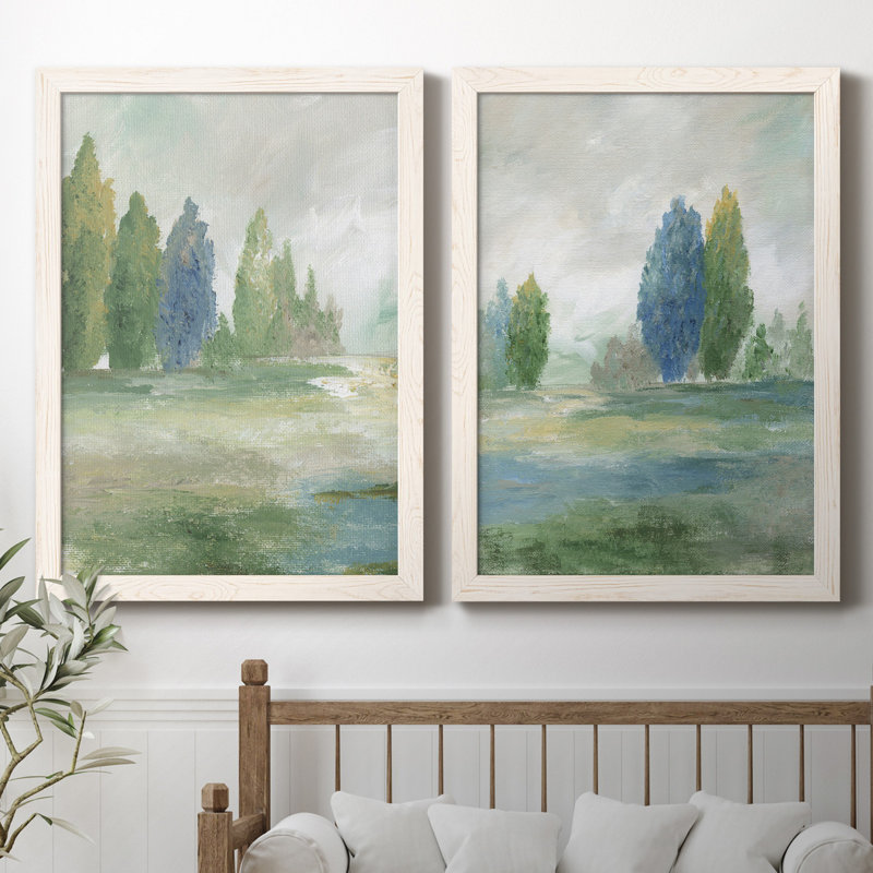 Jeweled Valley I - Ensemble de 2 reproductions d'art, H 44 po x l 31 po x P 1 po, Toile encadrée, White