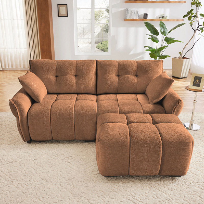 Canapé modulaire avec repose-pieds, configurable, structure en bois massif en chenille de qualité supérieure, coussins à haute résilience, idéal pour les salons, les bureaux à domicile et les salons