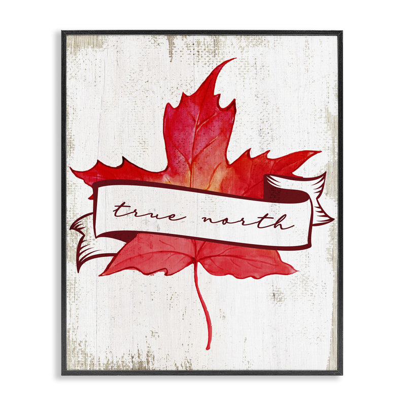 Giclée encadrée True North Maple Leaf, design par Lil 'Rue, Giclée encadrée noir minuit, H 14 po x l 11 po