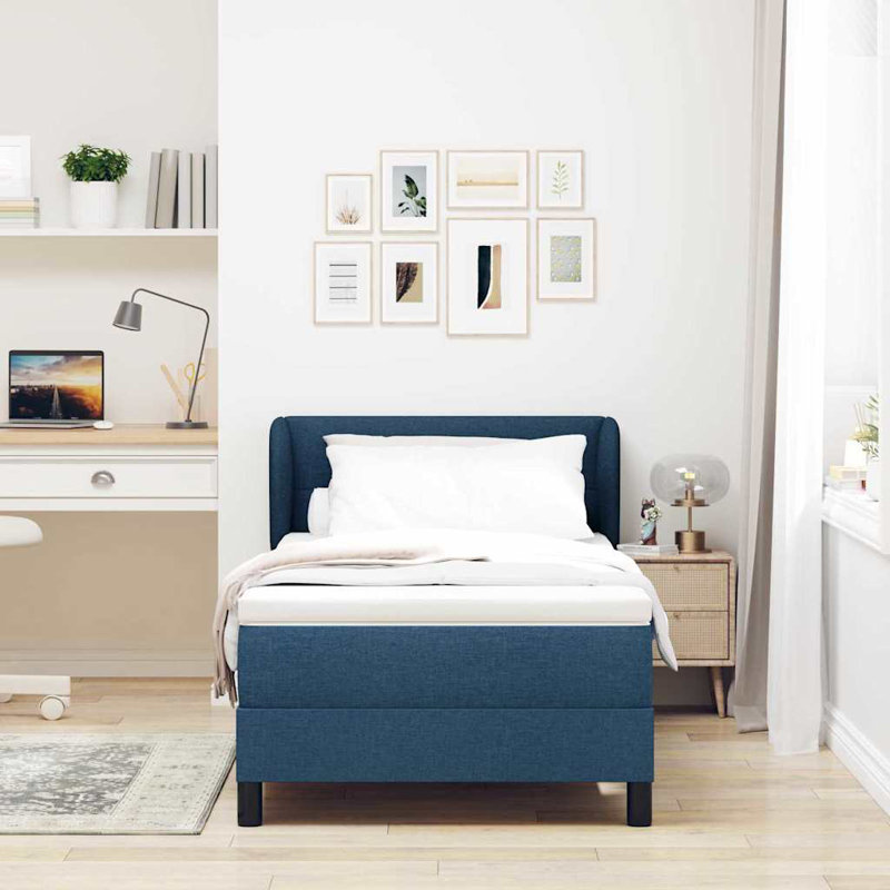 Lit avec sommier tapissier Vidaxl bleu 35,4 po x 74,8 po, Simple, Bleu