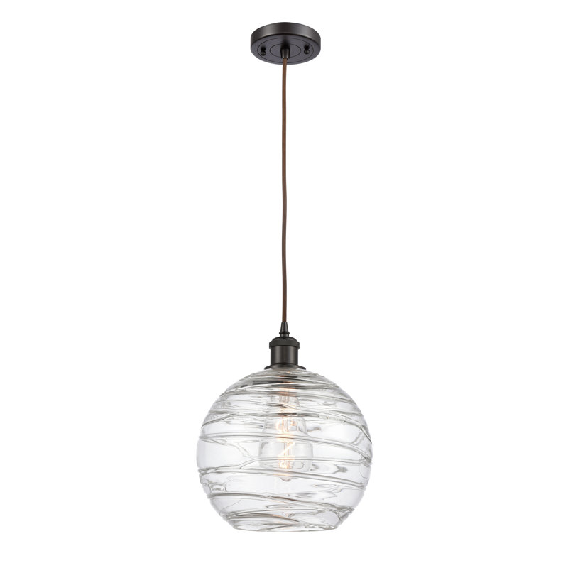 Luminaire suspendu en forme de globe à 1 lumière Mullins, Bronze huilé, Ampoule DEL rétro de 3,5 watts