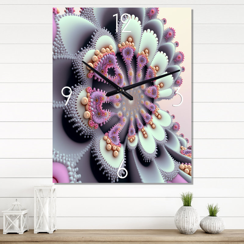 Pastel Fractal Simplicity V - Très grandes horloges murales géométriques modernes, H 40 po x l 30 po x P 1 po