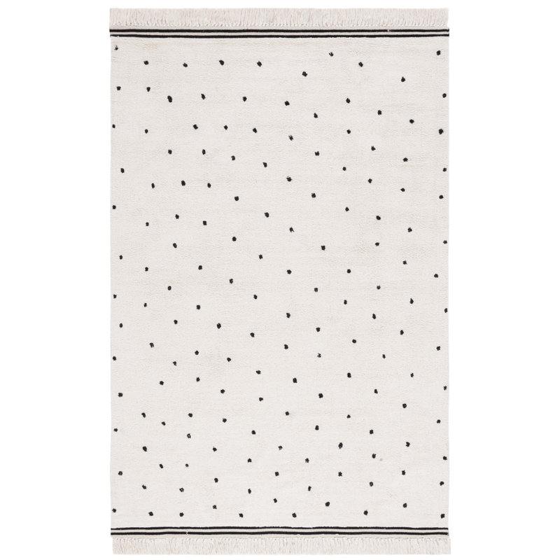 Huling Handwoven Area Rug In Ivory/Black, Rectangle 5' x 8'
