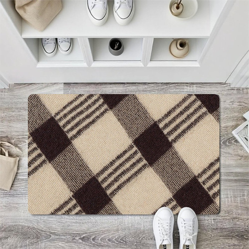 Plaid Check Pattern Doormat, 24 x 36, for Front Door