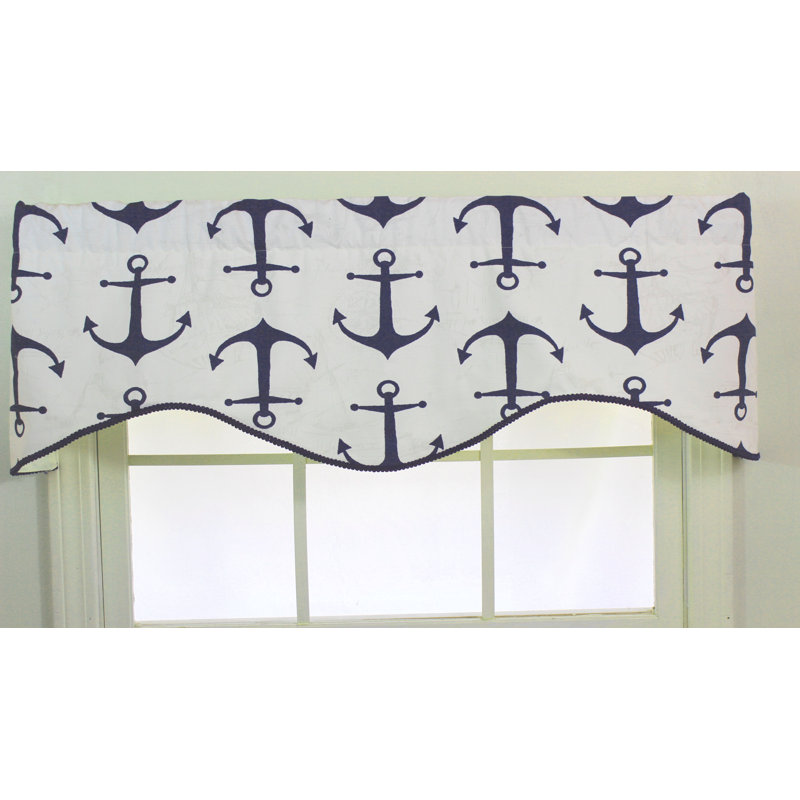 Anchors Cotton Blend Chevron Scalloped Window Valance