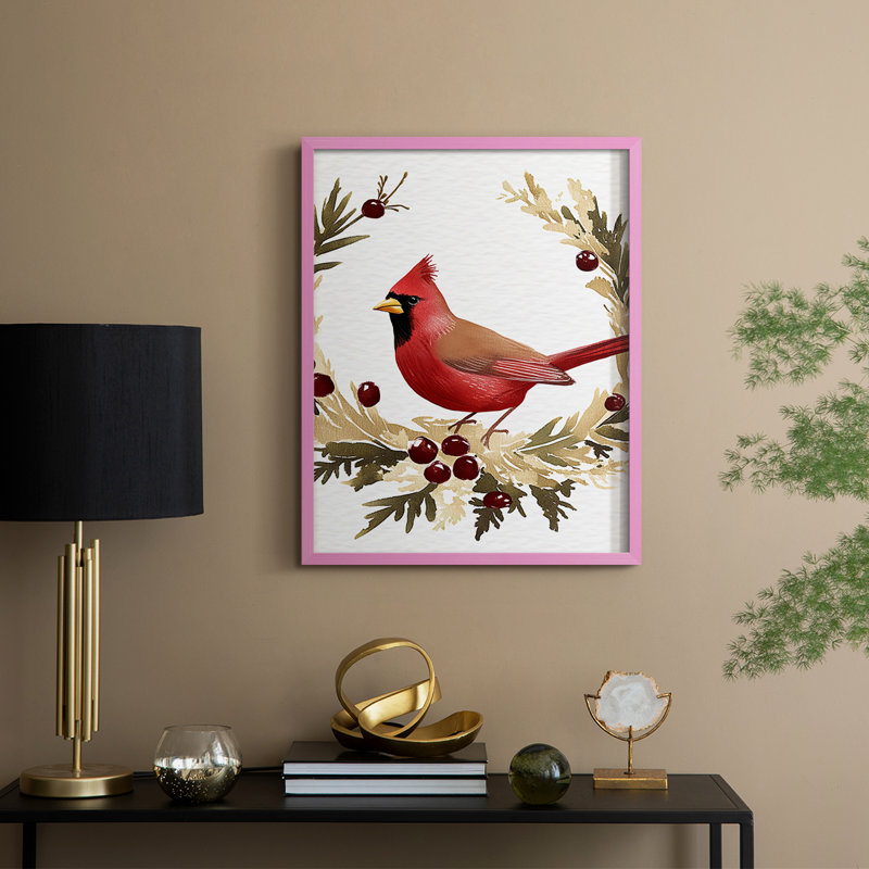 «Christmas Holiday Art», reproduction d'art encadrée - Bois massif, H 11 po x l 9 po, Rose
