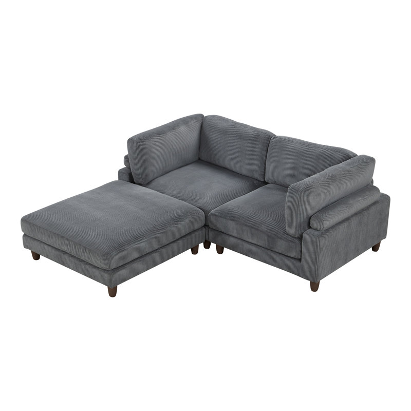 Canapé modulaire réversible avec repose-pieds Avanna, Velours gris velours