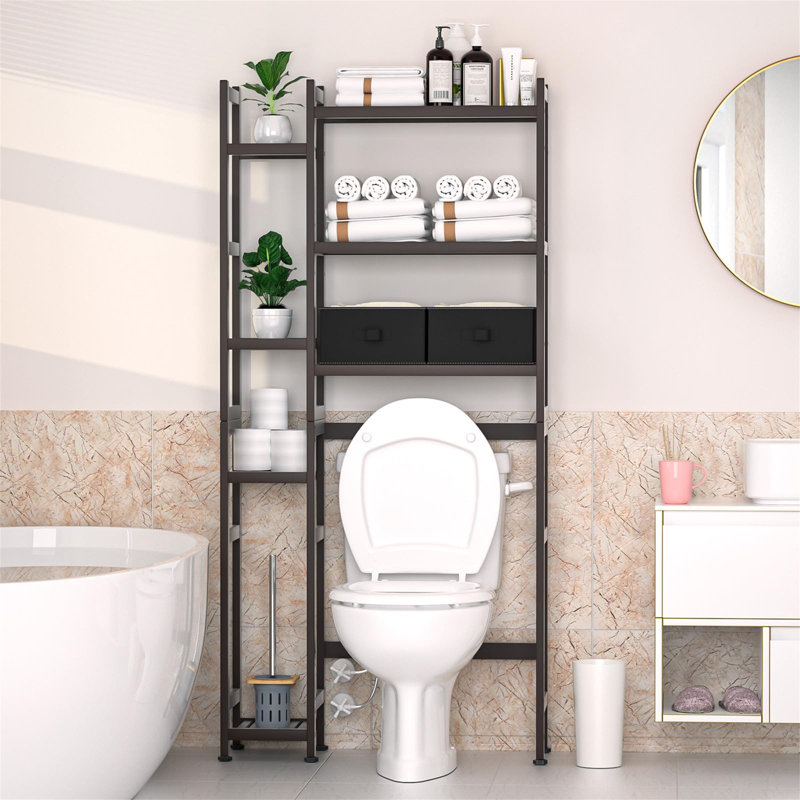 Birju Bamboo Over The Toilet Storage, Matt black