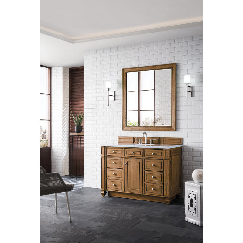 Bristol 48'' W Single Vanity, Carrara White, Saddle Brown, 8" Widespread