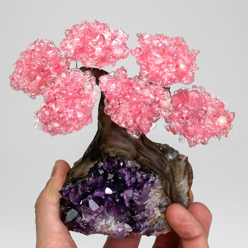 Small Rose Quartz Clustered Gemstone on Amethyst Matrix (The Love Tree)