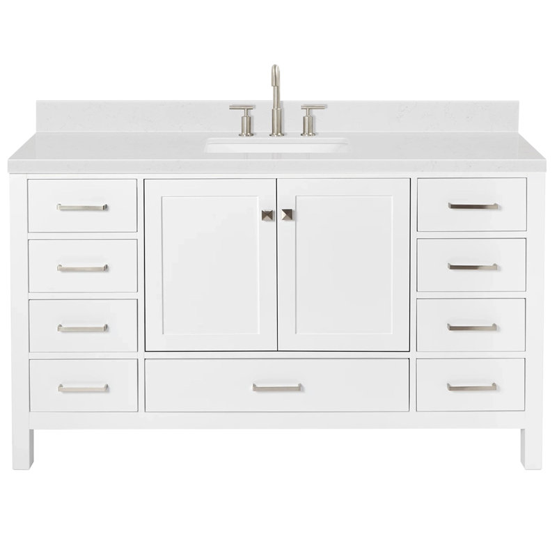  60.25" Single Bathroom Vanity Set, White, Rectangular