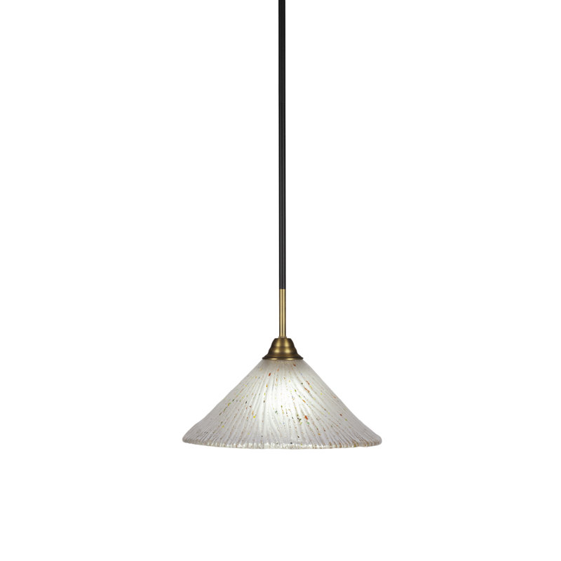 Luminaire suspendu en verre Averyon Paramount, H 12,75 po x l 12 po x P 12 po, Gris clair, Noir mat / laiton