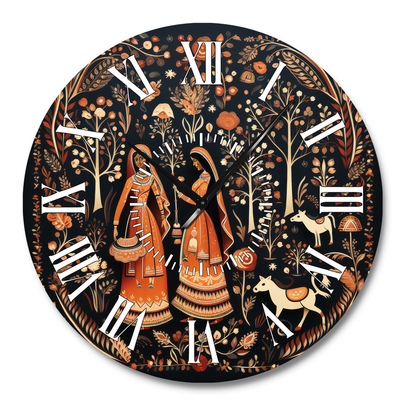 Horloge murale «Indian Art Rajasthani Folklore Tales II», Grand
