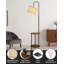 Lampe de plancher moderne pour le salon, lampe de table d'appoint en bois massif avec abat-jour en tissu gris, lampe de table de bout à 3 couleurs Temperatures pour chambre à coucher, salon, ampoule DEL incluse, noir mat-1193052696
