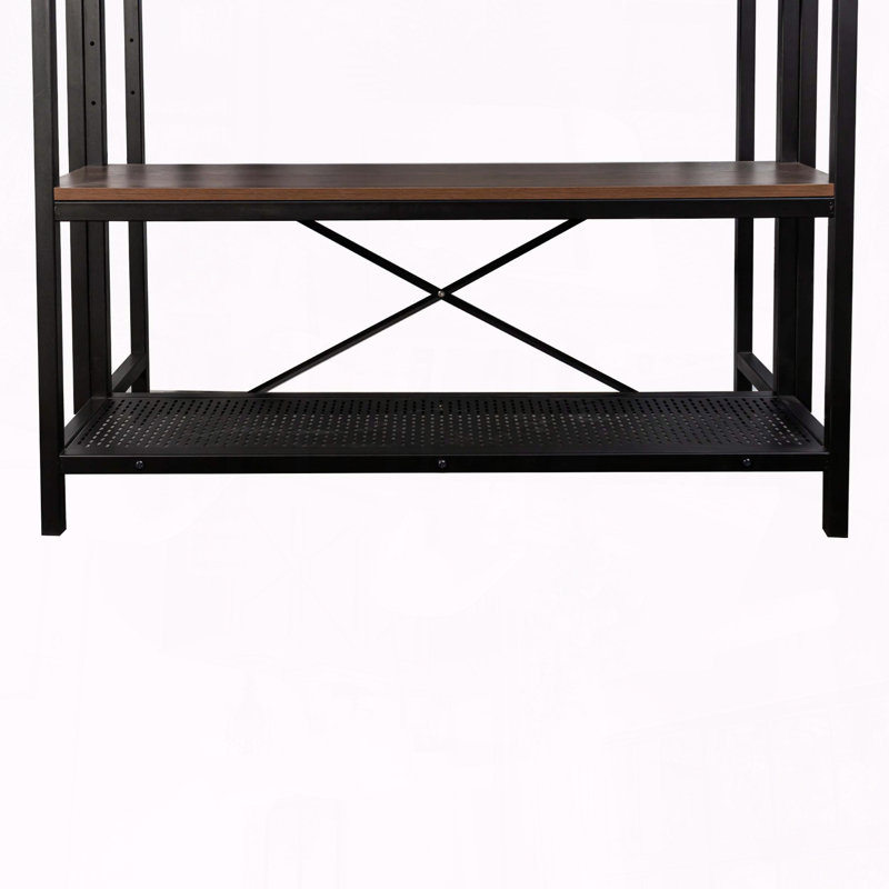 Table pour îlot de cuisine avec rangement à 3 niveaux, 3 crochets et espace pour tabourets