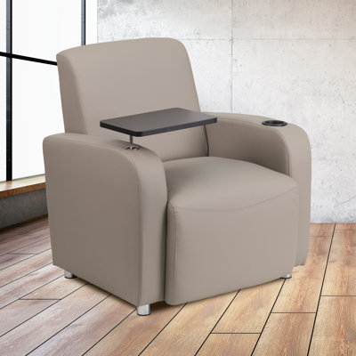 Chaise d'invité avec support pour tablette et porte-gobelet Carlena LeatherSoft