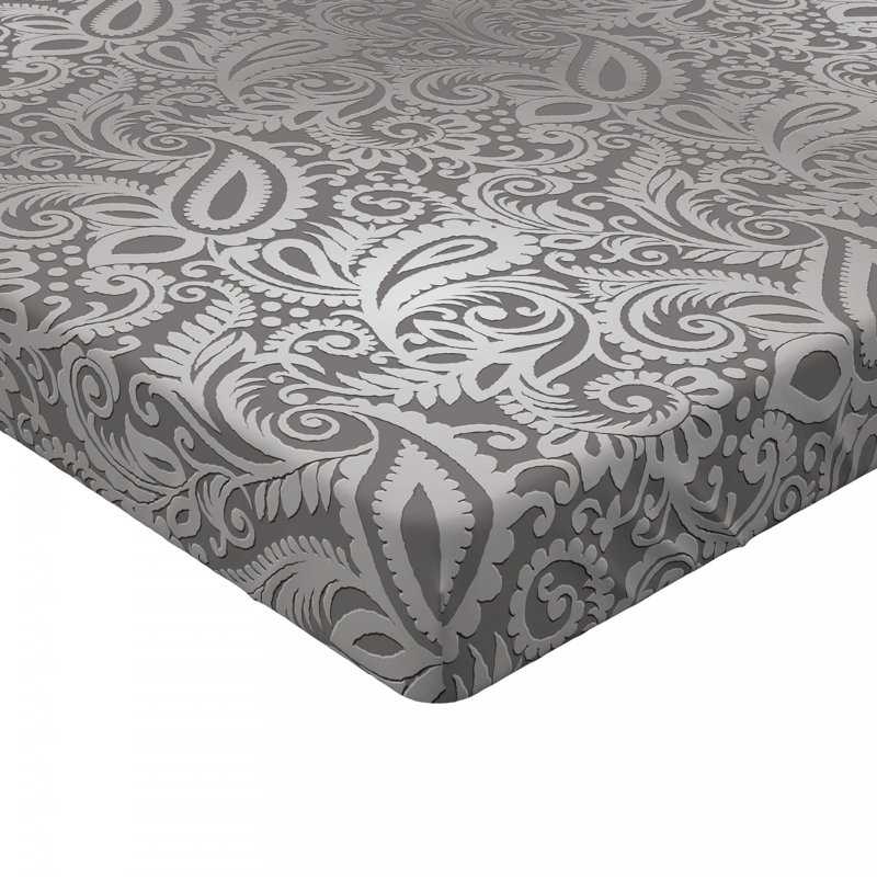 Microfiber Fitted Sheet, Twin XL Fitted Sheet, Gray Paisley
