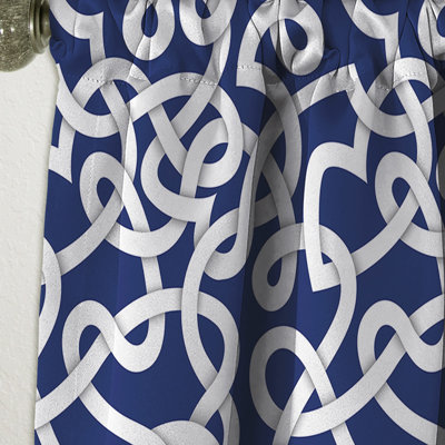 Abstract Curtain Panel, Blue White Modern Blackout Decor - White & Blue Abstract Pattern