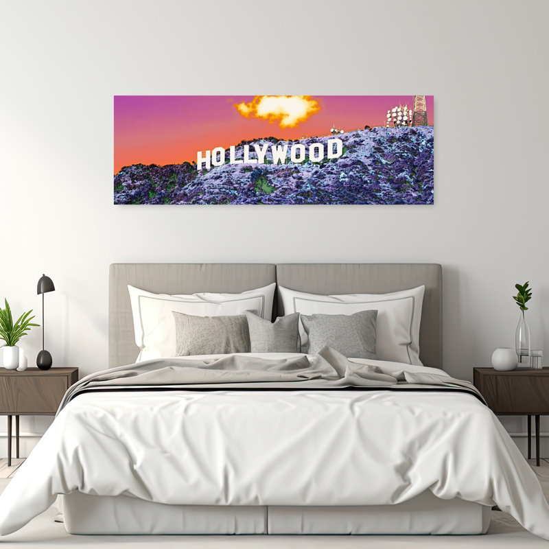 Signe Hollywood, art contemporain abstrait, art mural, H 20 po x l 60 po