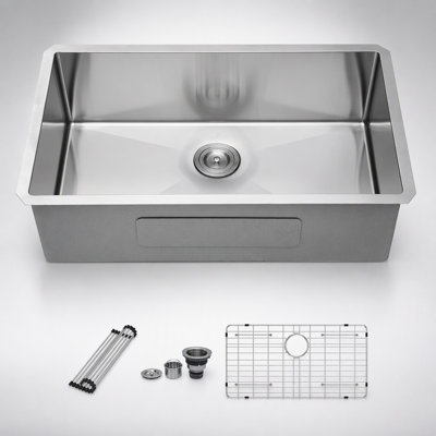 Durable Stainless Steel Undermount Kitchen Sink with Deep Single Bowl Design and Superior Drainage System