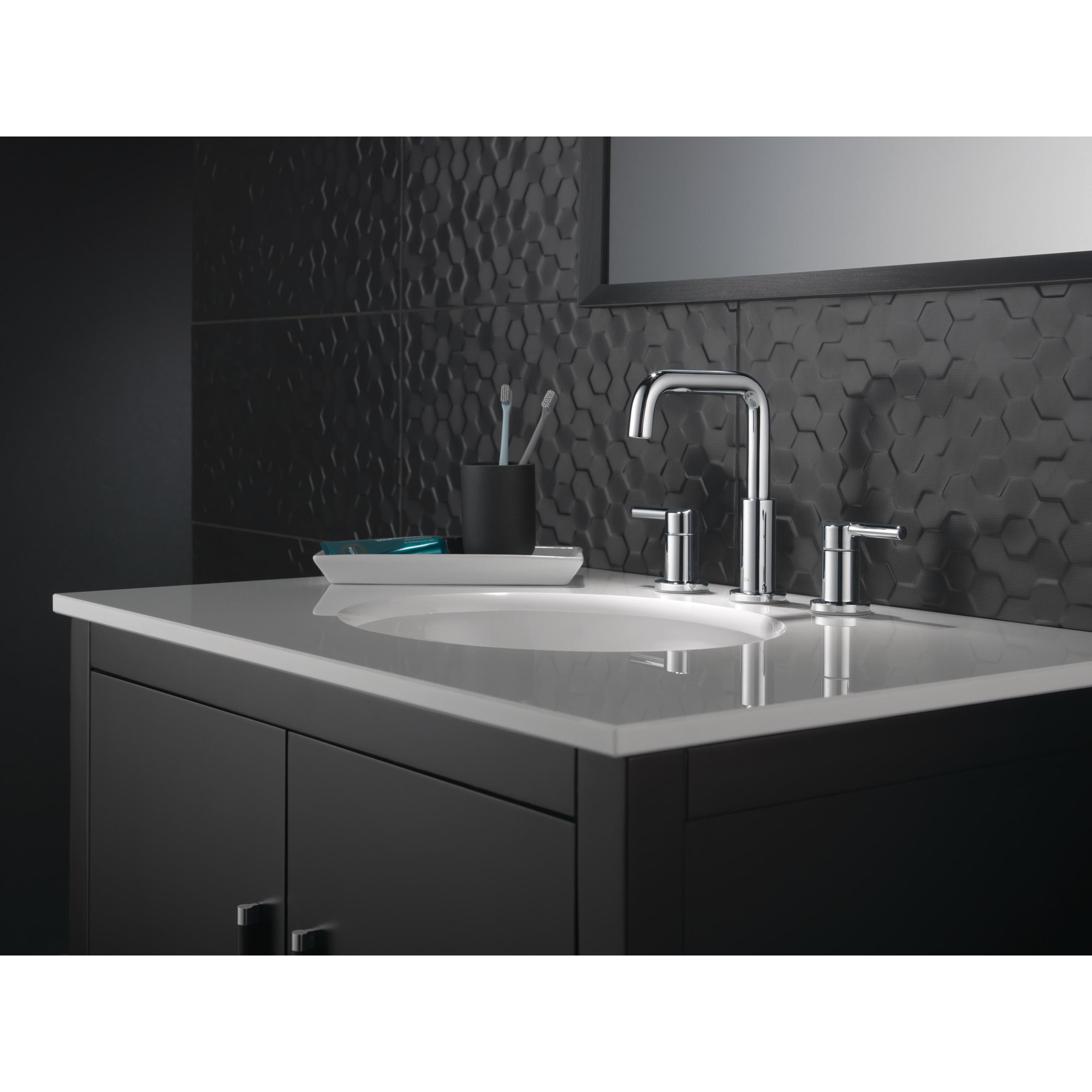 Nicoli Widespread Bathroom Faucet 3 Hole, 2-handle Bathroom Sink Faucet, Chrome