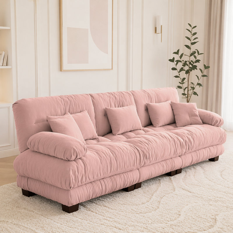 Canapé Cloud, canapé en chenille, Rose + 3 sièges