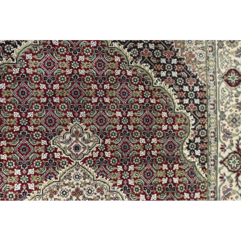 Hand-Knotted High-Quality Black and Cream Area Rug