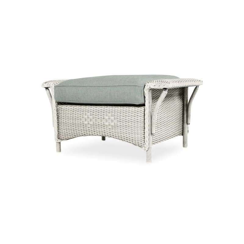 Nantucket Outdoor Ottoman, Consider Indigo, Matte White