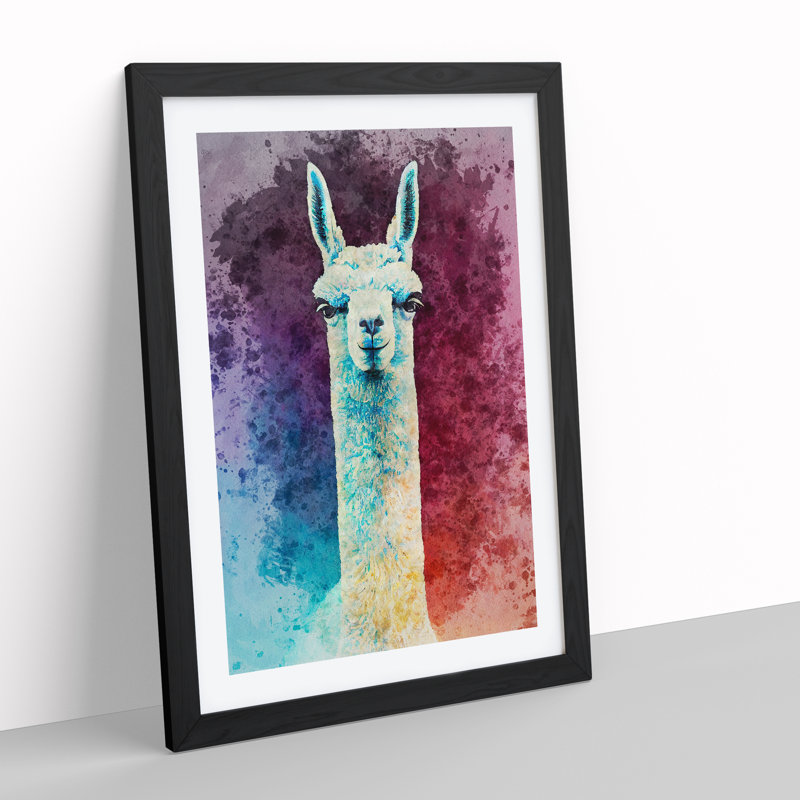 Llama Portrait - Framed Print, Black, 46cm H x 34cm W x 2cm D
