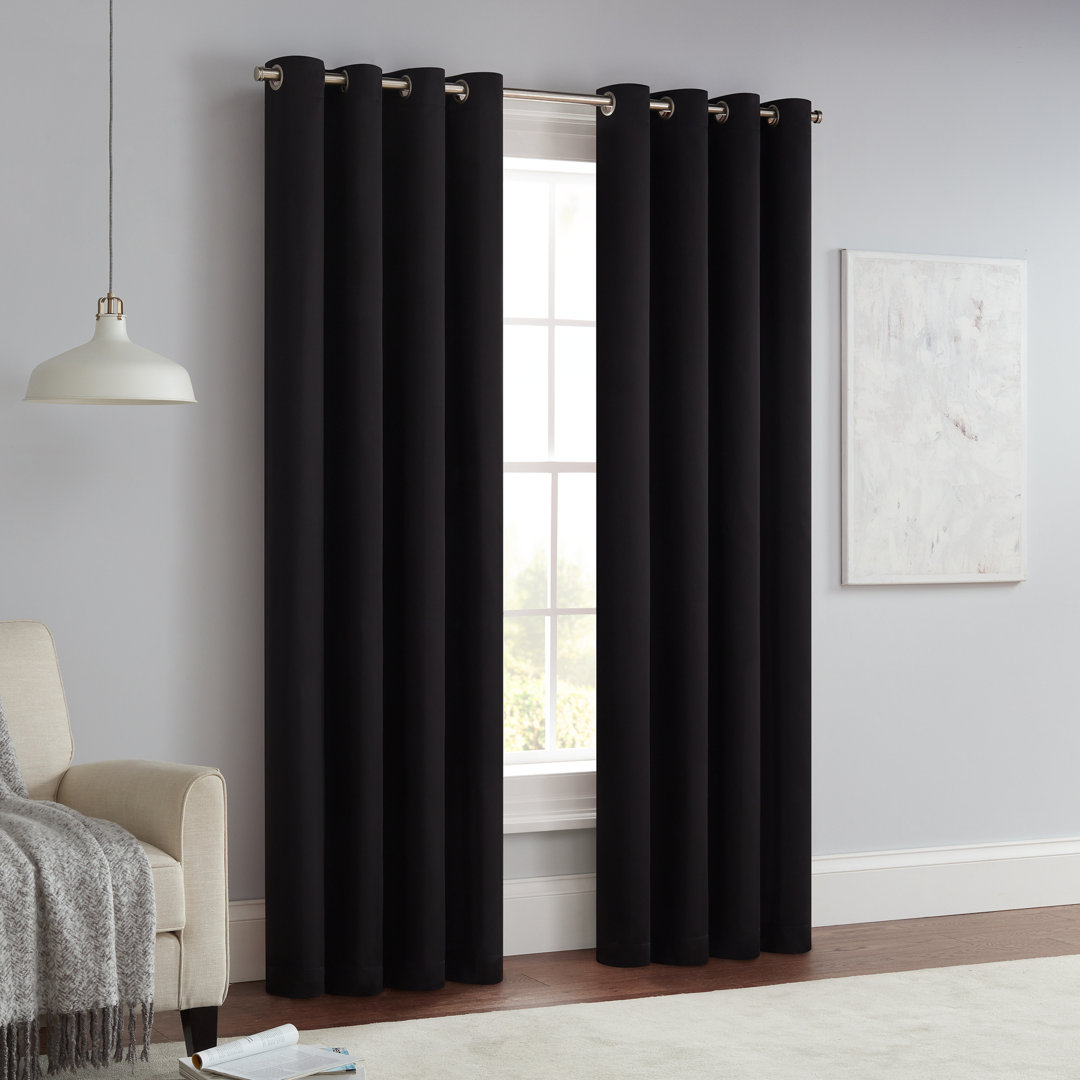 Eclipse Solid Thermapanel Grommet Energy Saving Room Darkening Curtain Panel Eclipse Curtain 