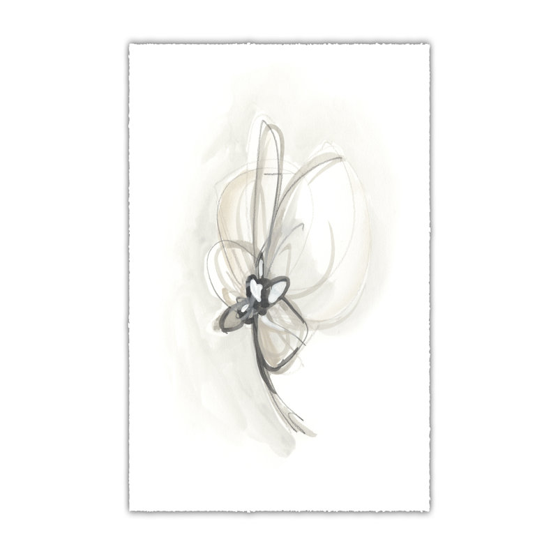 Neutral Floral Gesture II - Wrapped Canvas Print, 91cm H x 61cm W