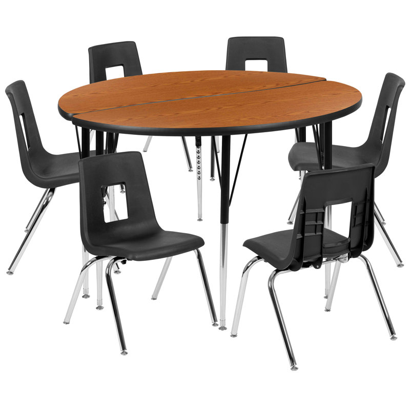 Ensemble de table d'activités flexibles en stratifié 47,5 po Goddard, L 60 po x P 60 po x H 22 à 30 po, Chêne